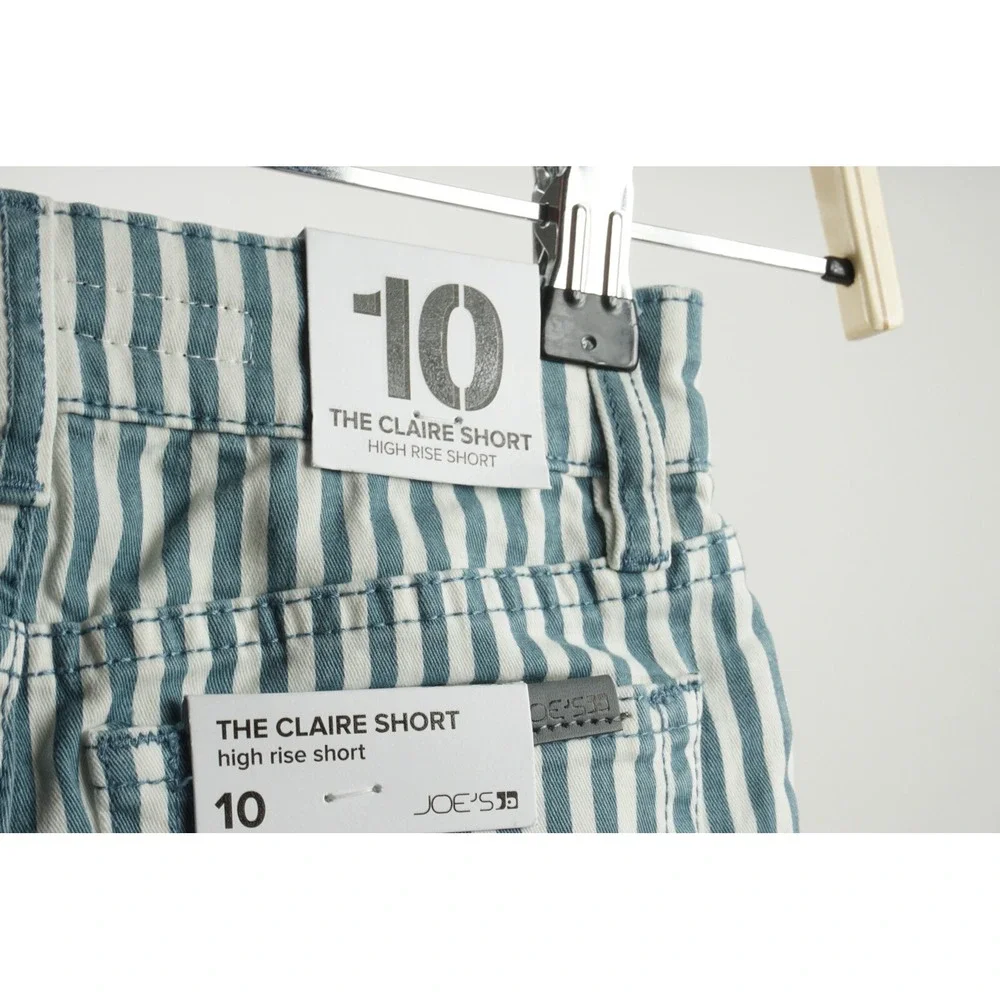New Joes‎ Jeans The Claire High Rise Short Girls Sz 10 Skyline White Teal Stripe